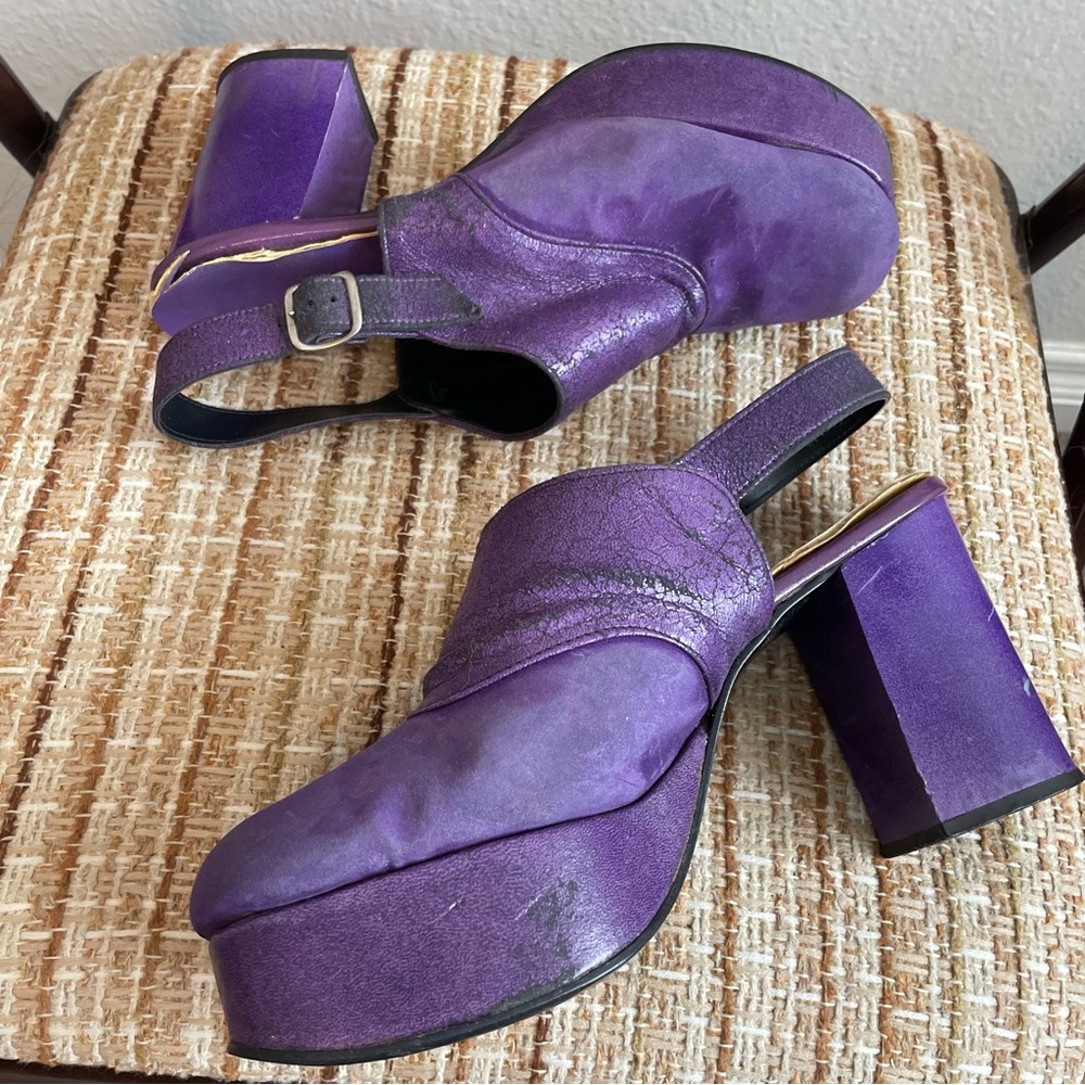 Vintage 1970s Purple Platform Slingback Heels